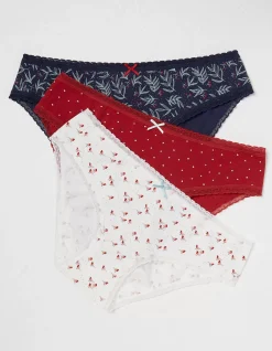 FatFace 3 Pack Robin Mini Knickers Multi Discount