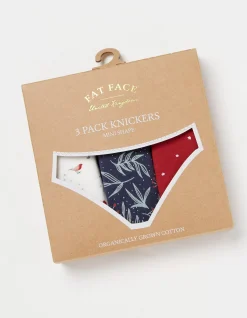 FatFace 3 Pack Robin Mini Knickers Multi Discount