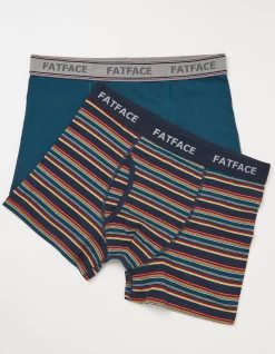 FatFace 2 Pack Salcombe Stripe Boxers Bright Red Sale