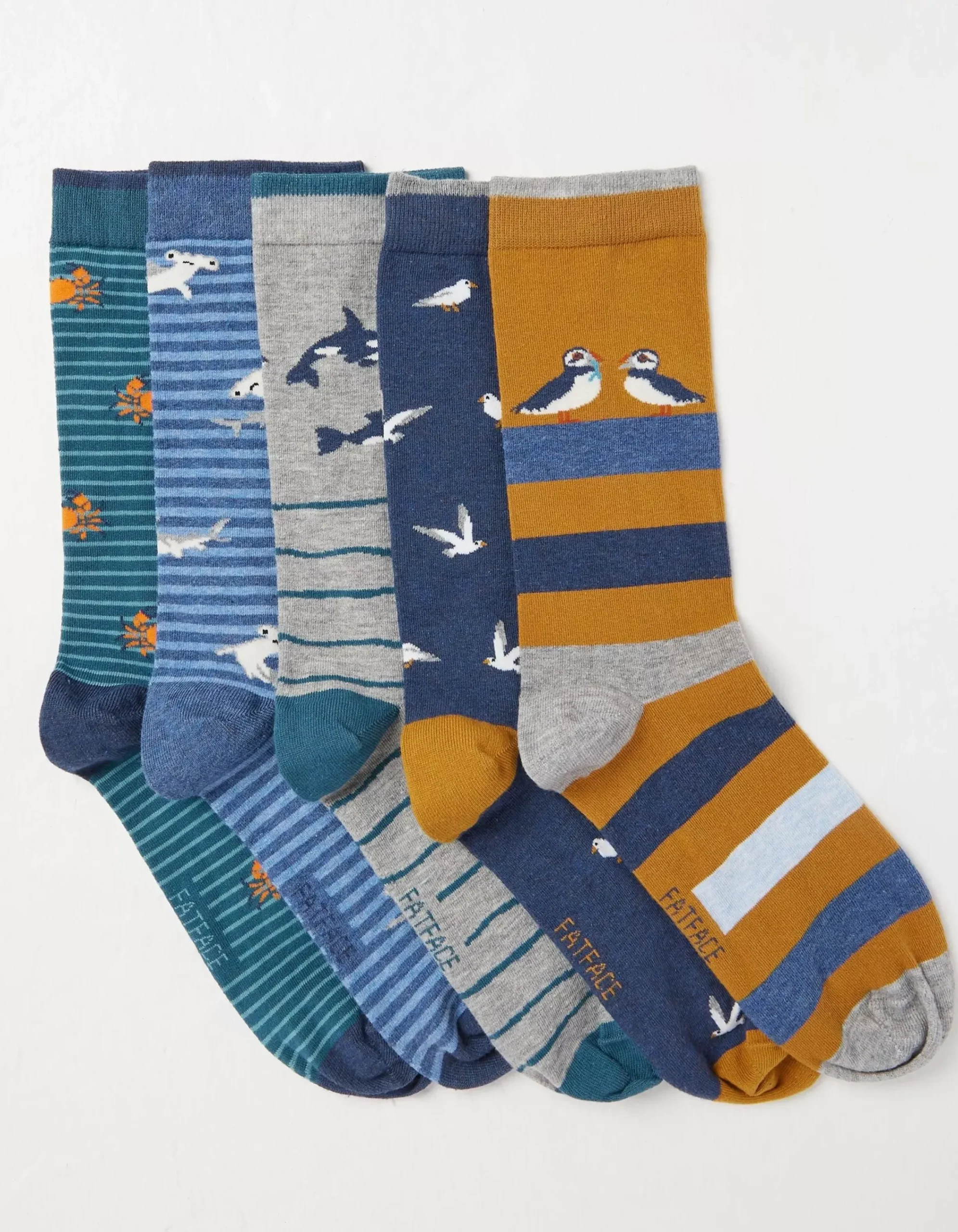 FatFace 5 Pack Sea Animals Socks Multi