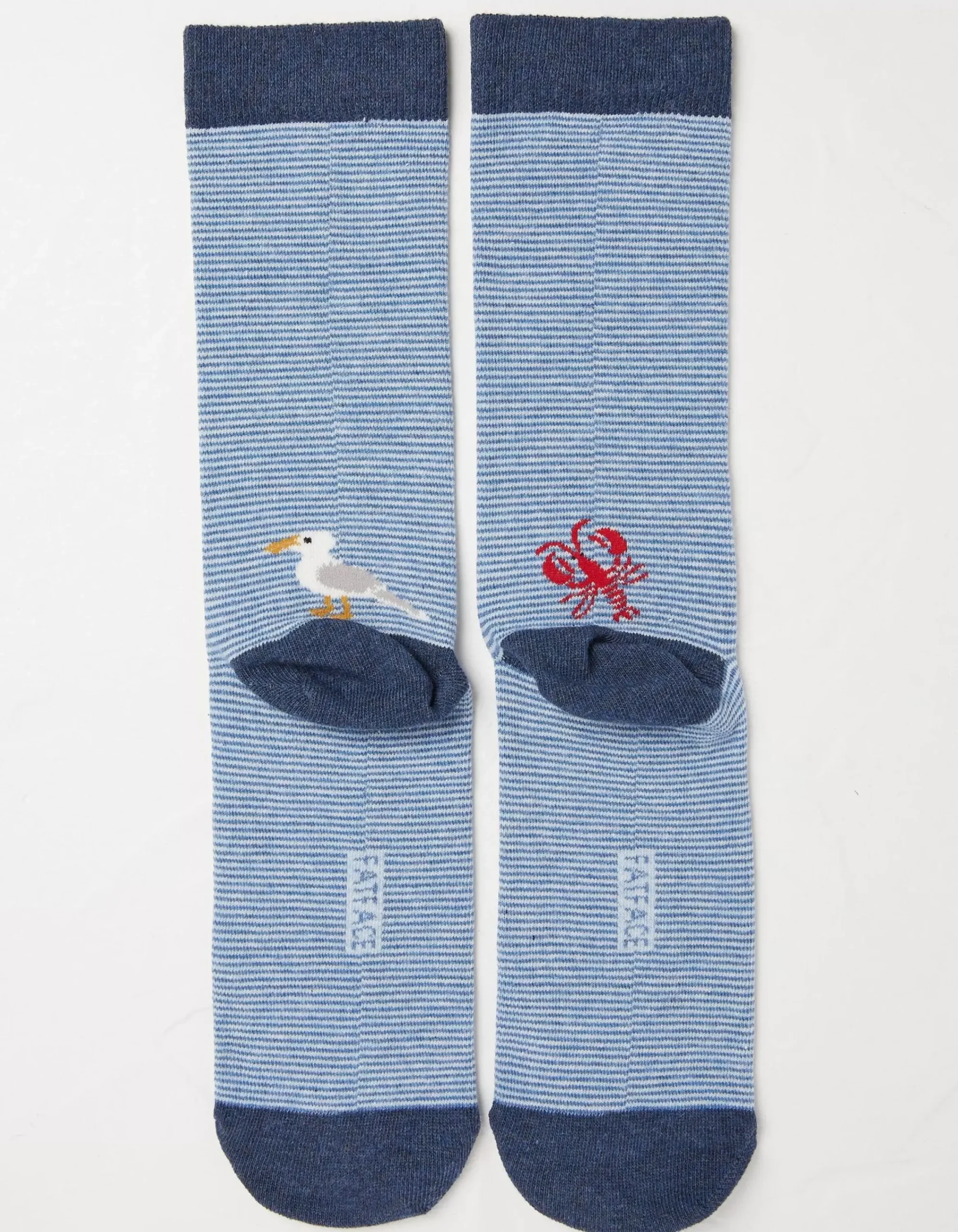 FatFace 1 Pack Sealife Stripe Socks Light Blue Marl Hot