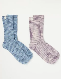 FatFace 2 Pack Space Dye Boot Socks Multi New