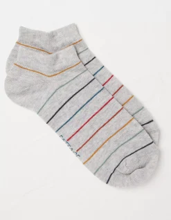 FatFace 1 Pack Stan Stripe Trainer Socks Grey Clearance
