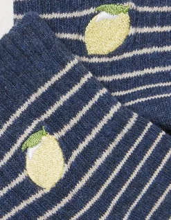 FatFace 1 Pack Stripe Lemon Socks Navy Outlet