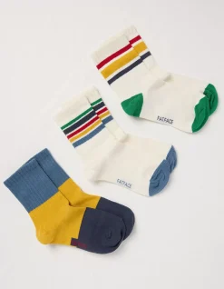 FatFace 3 Pack Stripe Sport Socks Multi Outlet