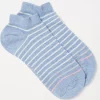 FatFace 1 Pack Stripe Trainer Socks Light Blue Marl Clearance