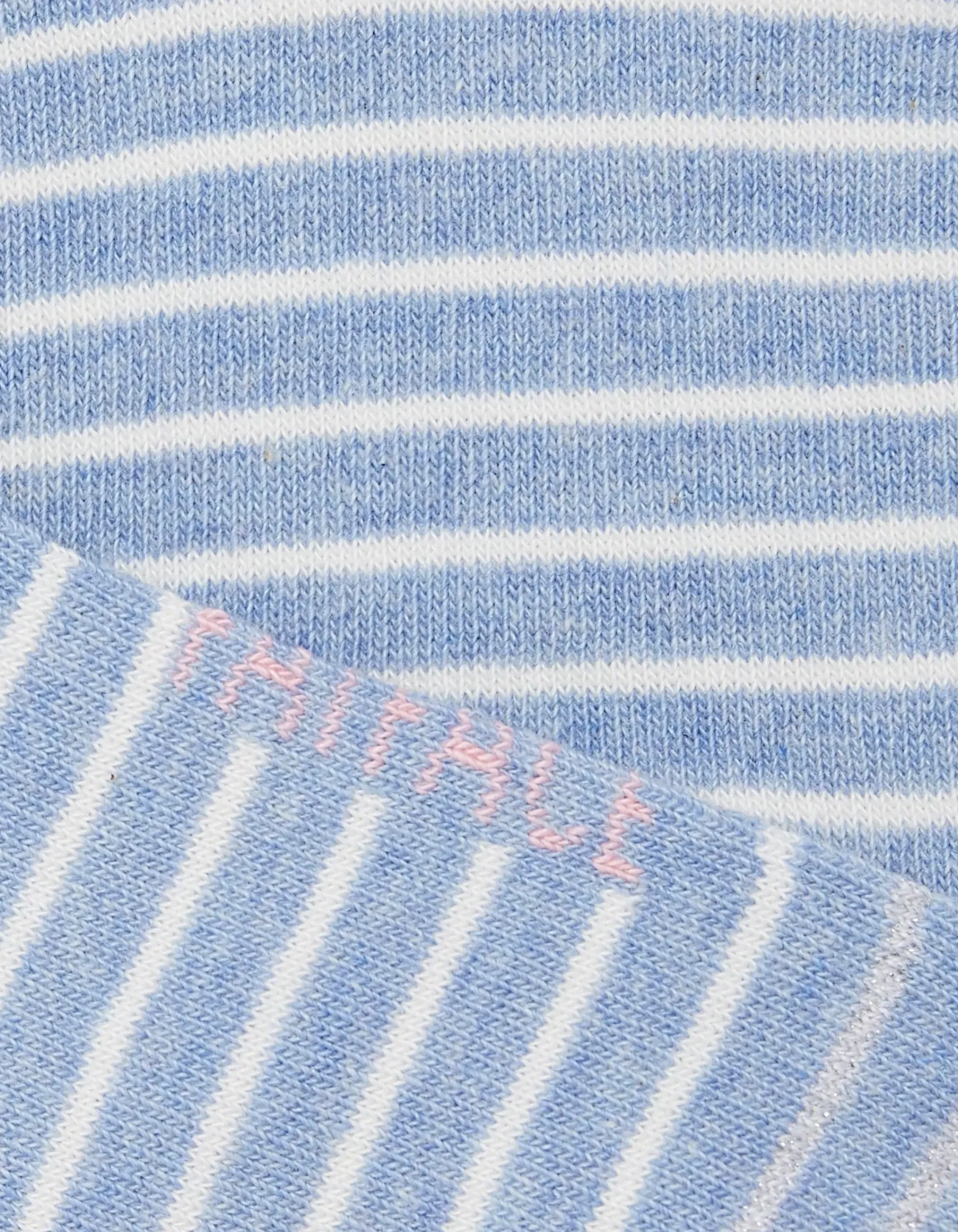 FatFace 1 Pack Stripe Trainer Socks Light Blue Marl Clearance