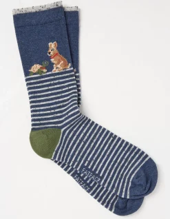 FatFace 1 Pack Tortoise And Hare Socks Navy New
