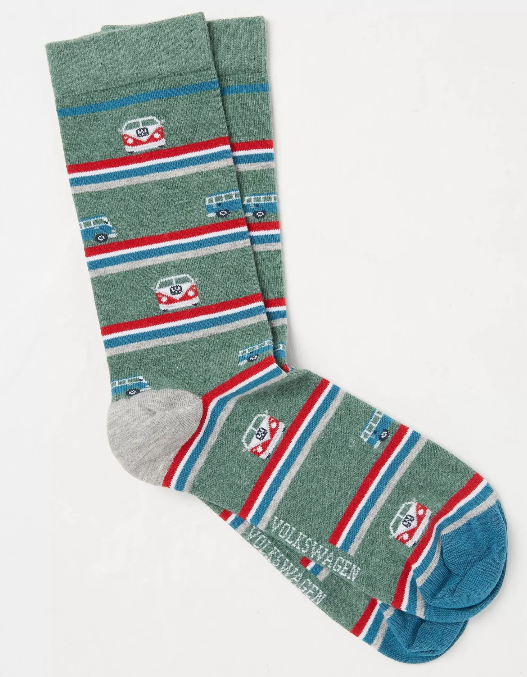 FatFace 1 Pack Vw Camper Stripe Socks Light Green Discount