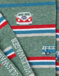 FatFace 1 Pack Vw Camper Stripe Socks Light Green Discount