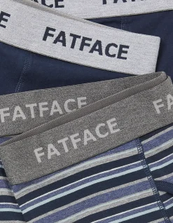 FatFace 2 Pack West Bay Stripe Boxers Navy New