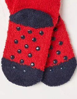 FatFace 1 Pack Wilfred Woolly Mammoth Fluffy Socks Cherry Red Discount