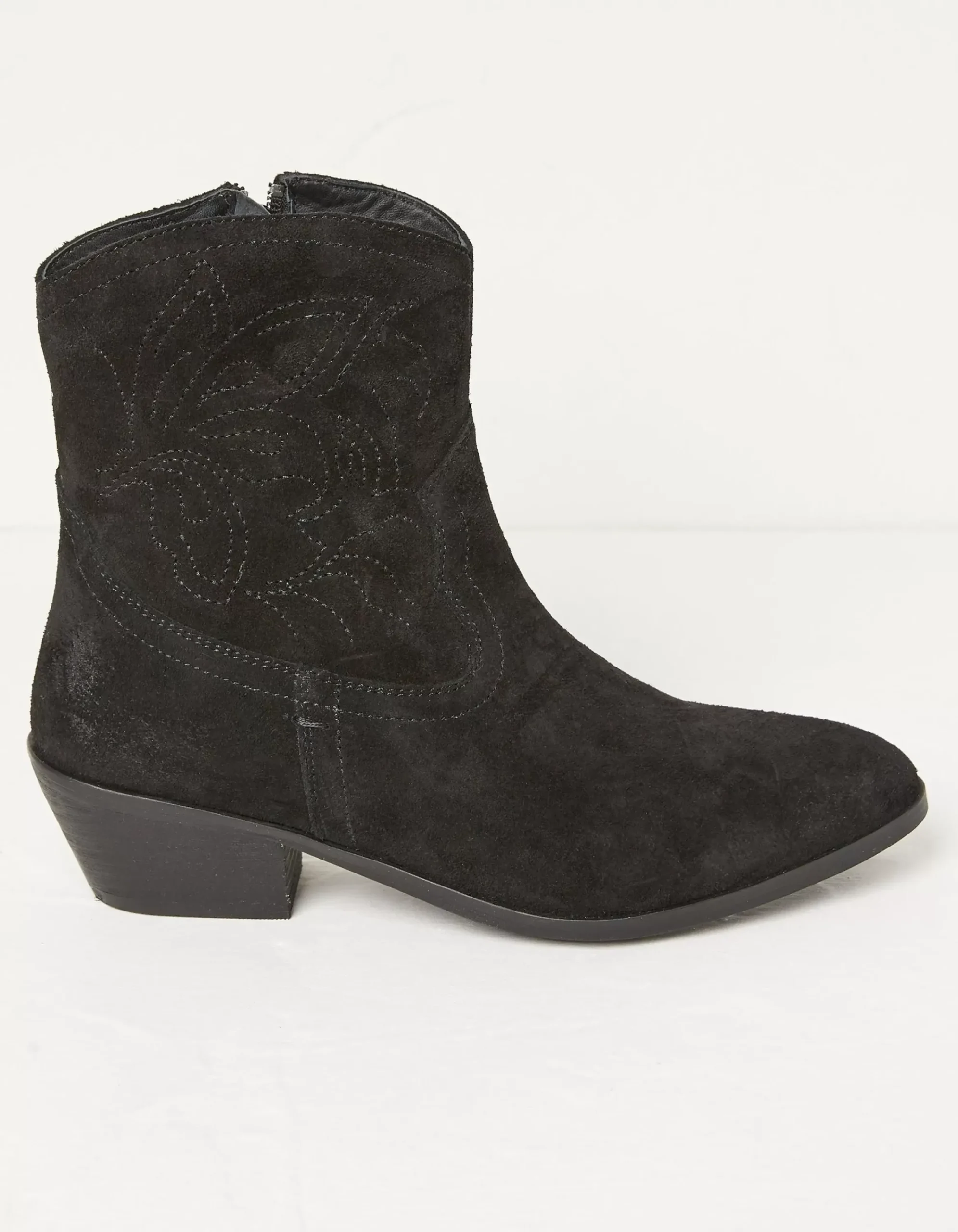 FatFace Abilene Western Embroidered Ankle Boot Black Discount