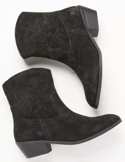 FatFace Abilene Western Embroidered Ankle Boot Black Discount
