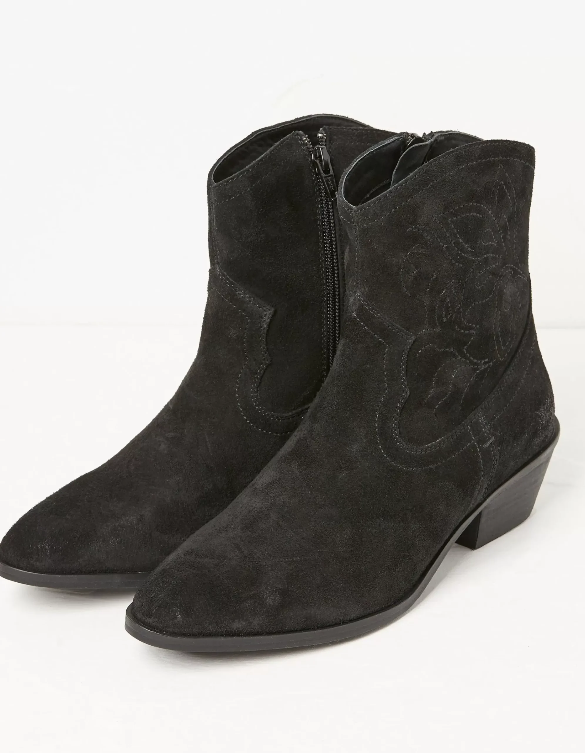 FatFace Abilene Western Embroidered Ankle Boot Black Discount