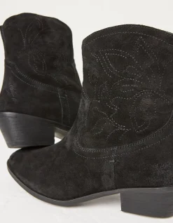 FatFace Abilene Western Embroidered Ankle Boot Black Discount
