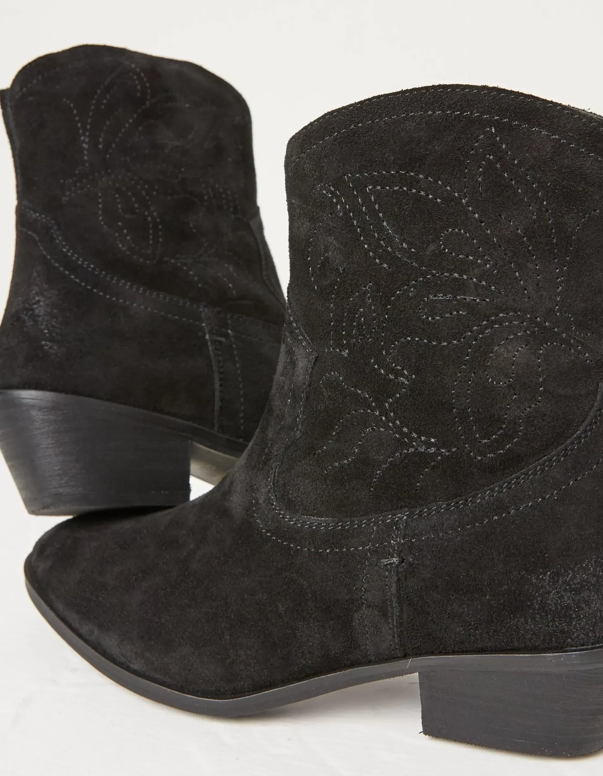 FatFace Abilene Western Embroidered Ankle Boot Black Discount