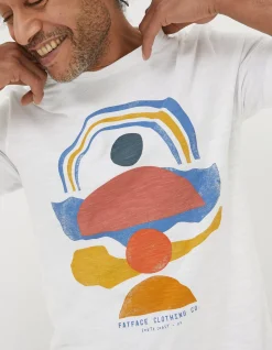 FatFace Abstract Landscape T-Shirt White Hot