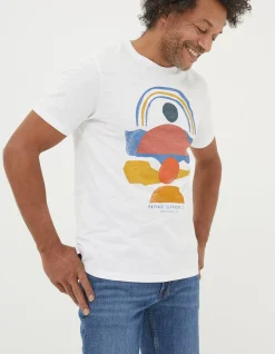 FatFace Abstract Landscape T-Shirt White Hot