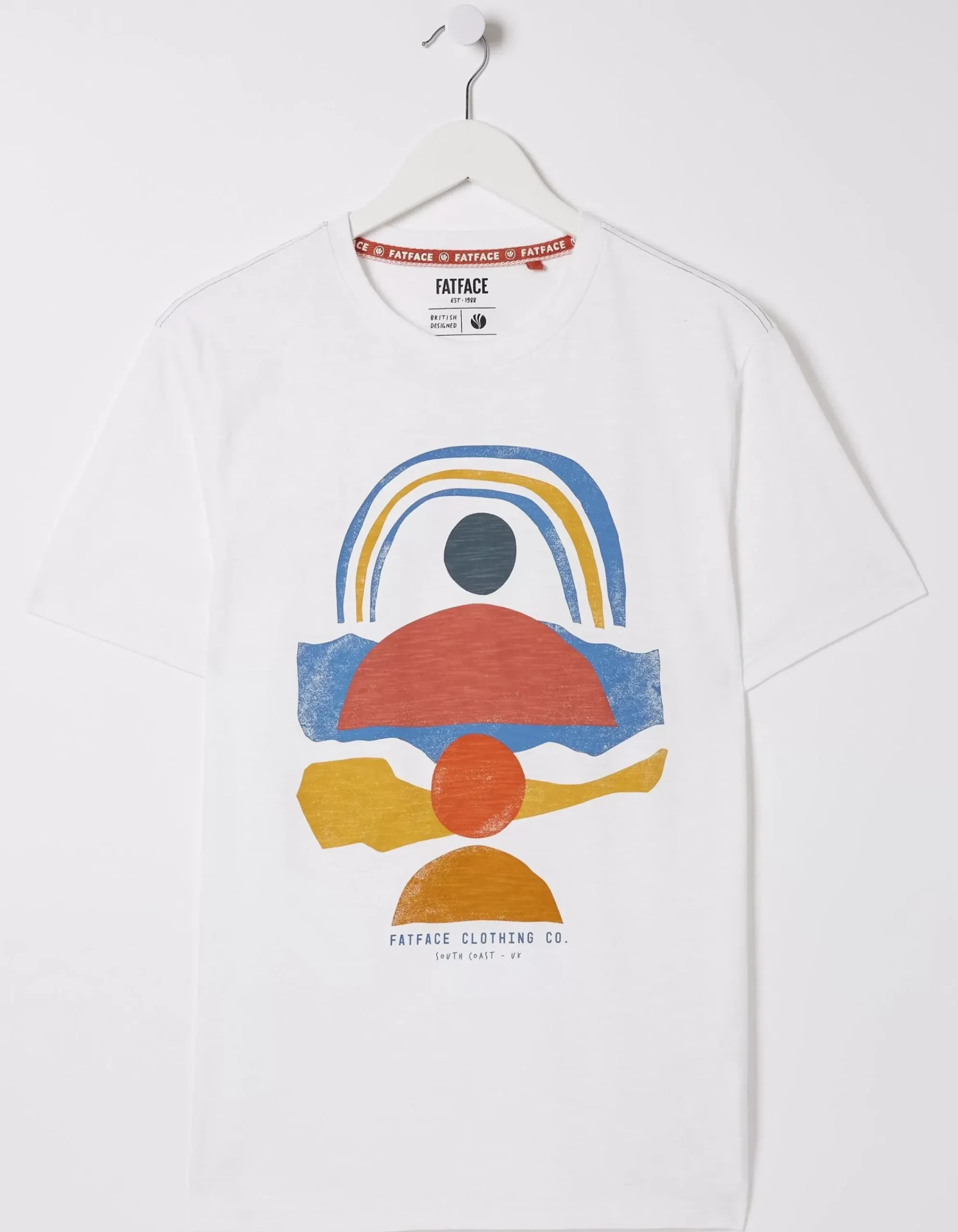 FatFace Abstract Landscape T-Shirt White Hot