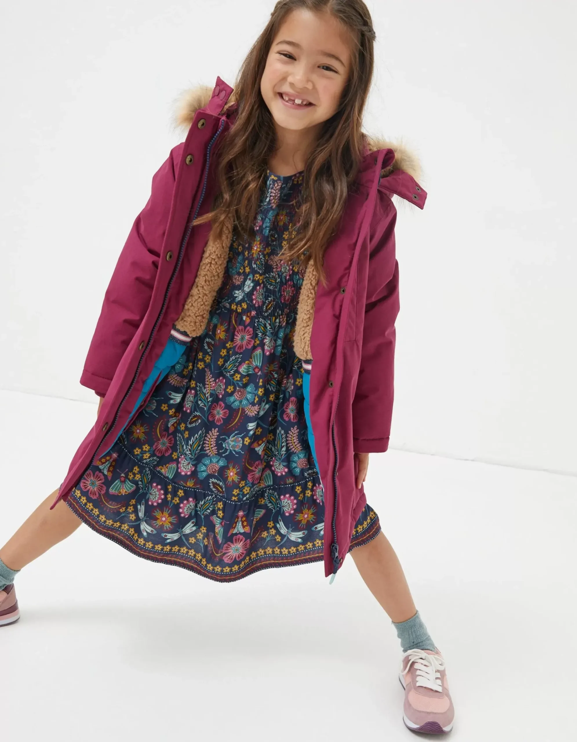 FatFace Addison Waterproof Coat Berry Pink Sale