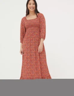 FatFace Adele Gradient Floral Midi Dress Vintage Red Best