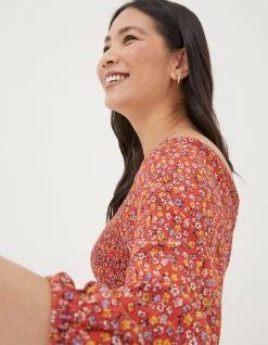 FatFace Adele Gradient Floral Midi Dress Vintage Red Best