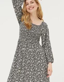 FatFace Adele Mono Vines Midi Dress Black Best