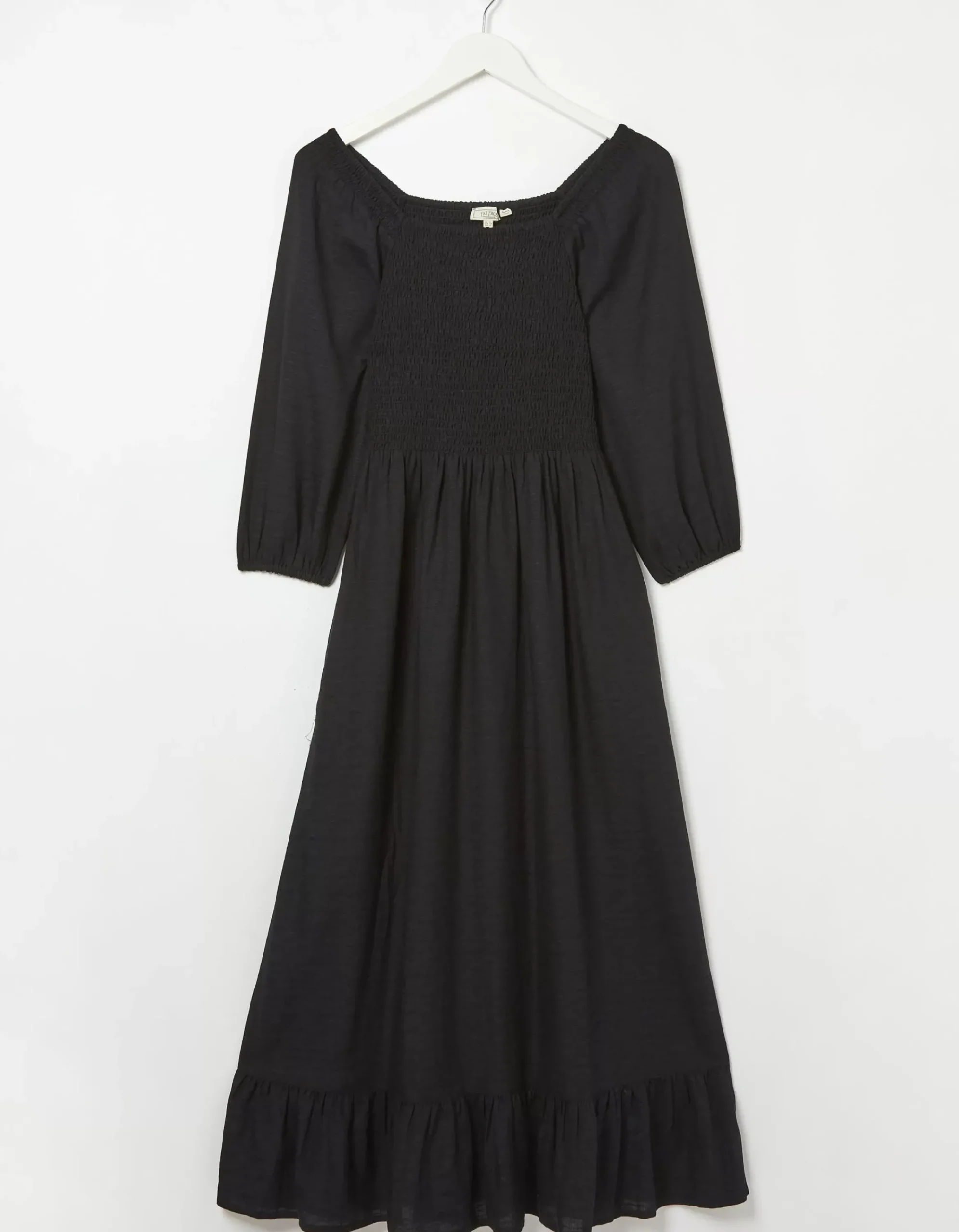 FatFace Adele Shirred Midi Dress Black New