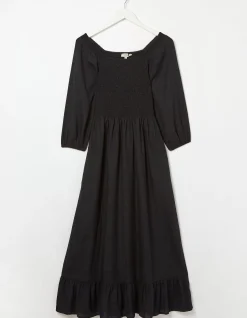 FatFace Adele Shirred Midi Dress Black Outlet