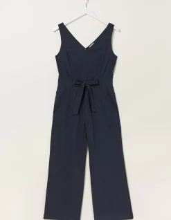 FatFace Aderyn Linen Blend Jumpsuit Navy Clearance