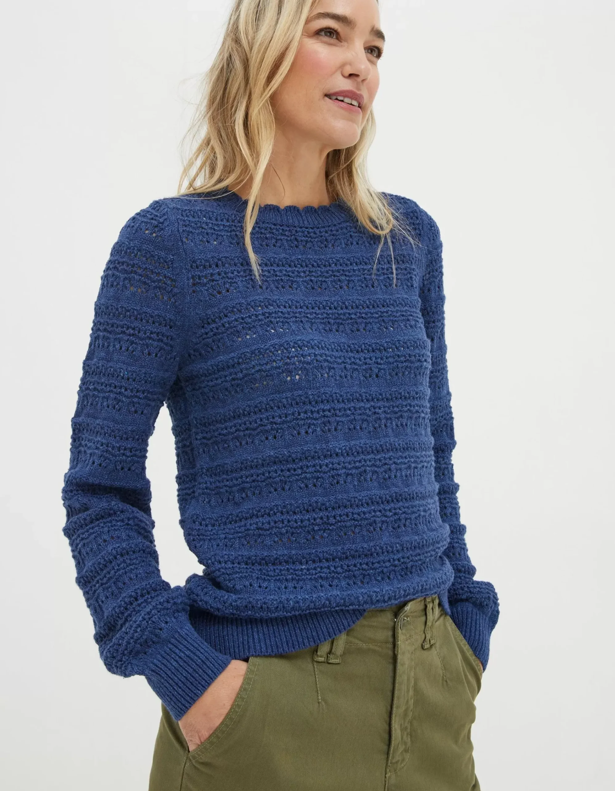 FatFace Adrinenna Crew Neck Jumper Indigo Blue