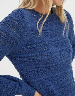 FatFace Adrinenna Crew Neck Jumper Indigo Blue