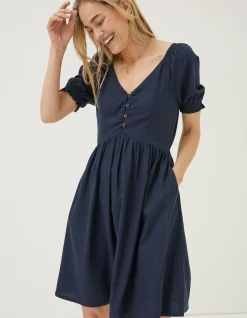FatFace Aideen Linen Dress Navy Online