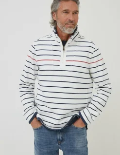 FatFace Airlie Breton Pop Stripe Sweatshirt Natural White