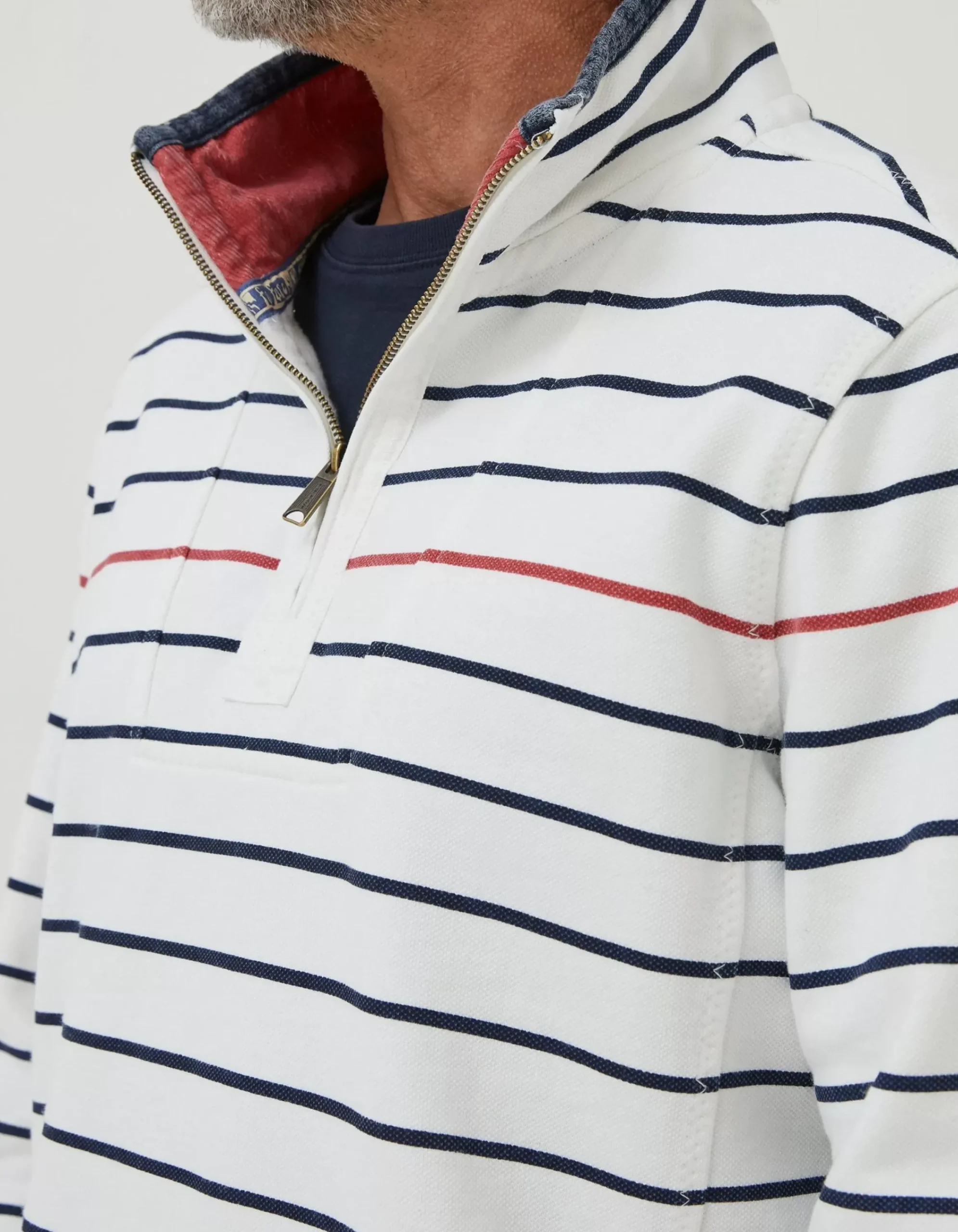 FatFace Airlie Breton Pop Stripe Sweatshirt Natural White
