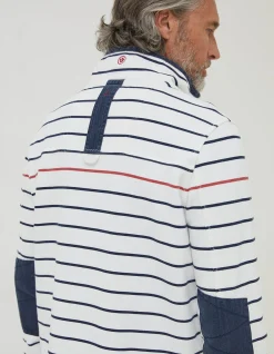 FatFace Airlie Breton Pop Stripe Sweatshirt Natural White