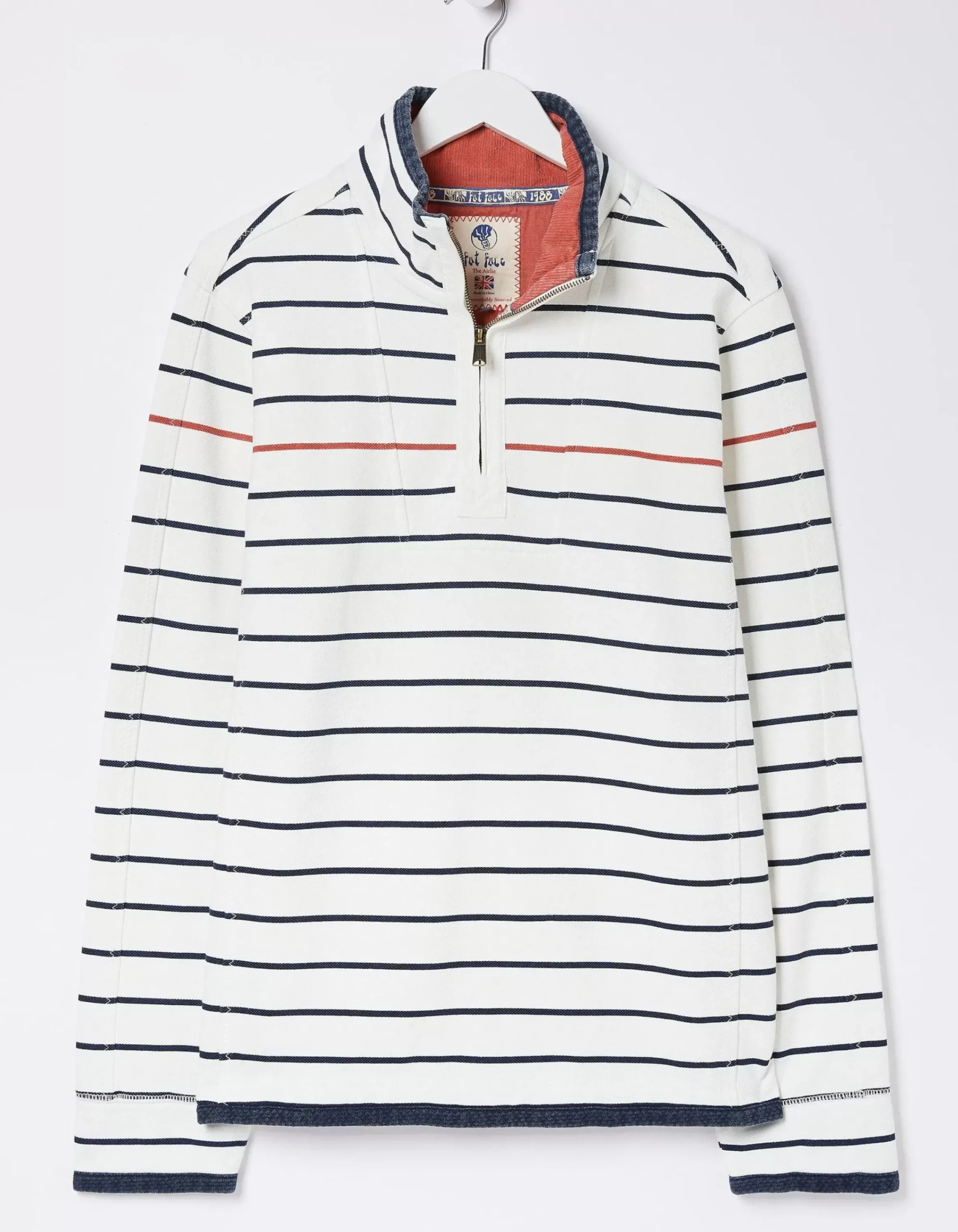 FatFace Airlie Breton Pop Stripe Sweatshirt Natural White