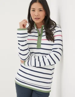 FatFace Airlie Breton Stripe Sweatshirt Ivory