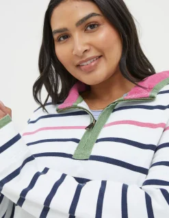 FatFace Airlie Breton Stripe Sweatshirt Ivory