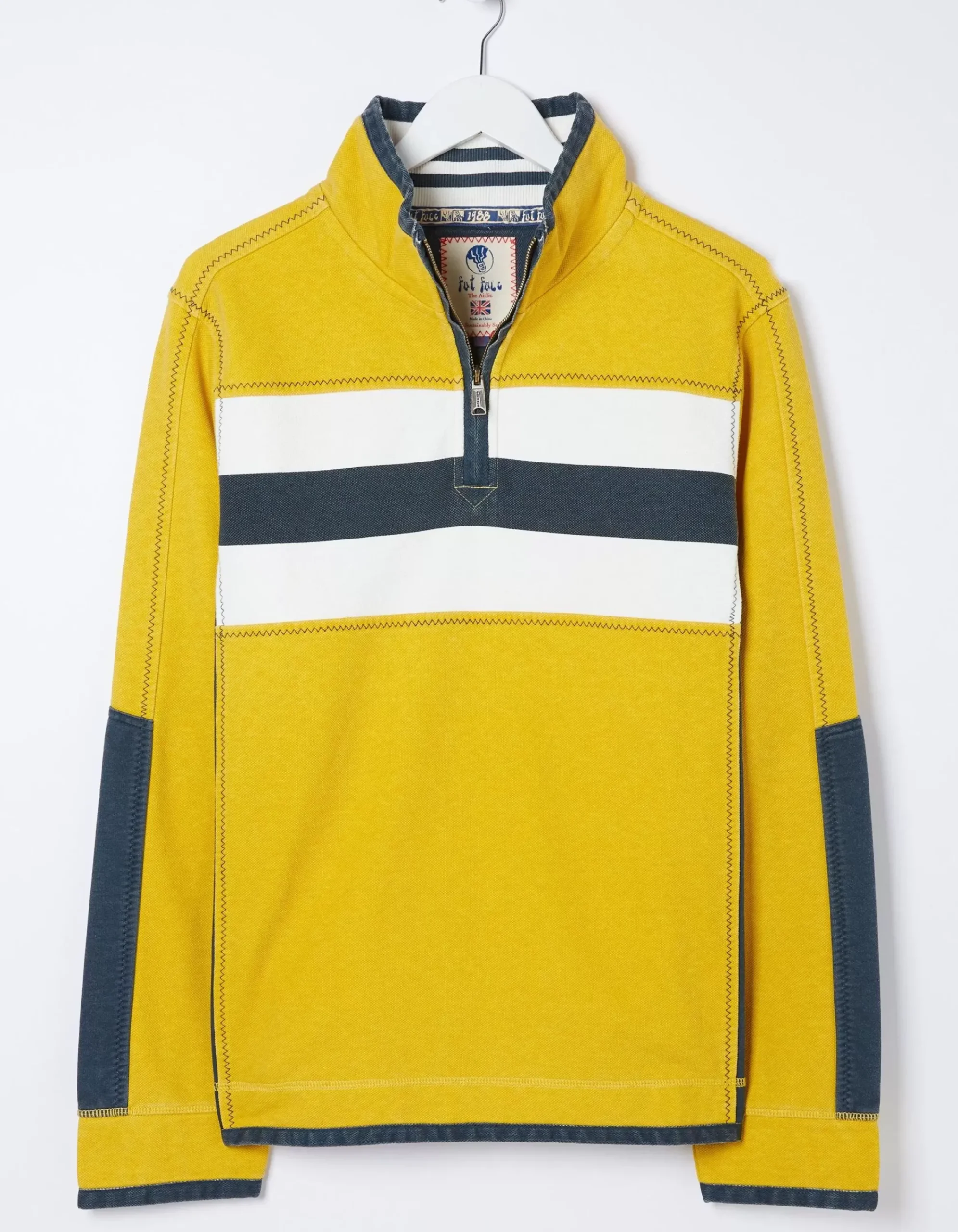 FatFace Airlie Chest Stripe Sweatshirt Yellow Online