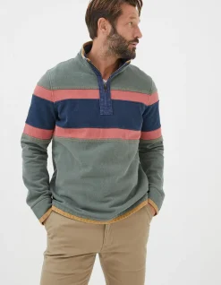 FatFace Airlie Chest Stripe Sweatshirt Green Haze