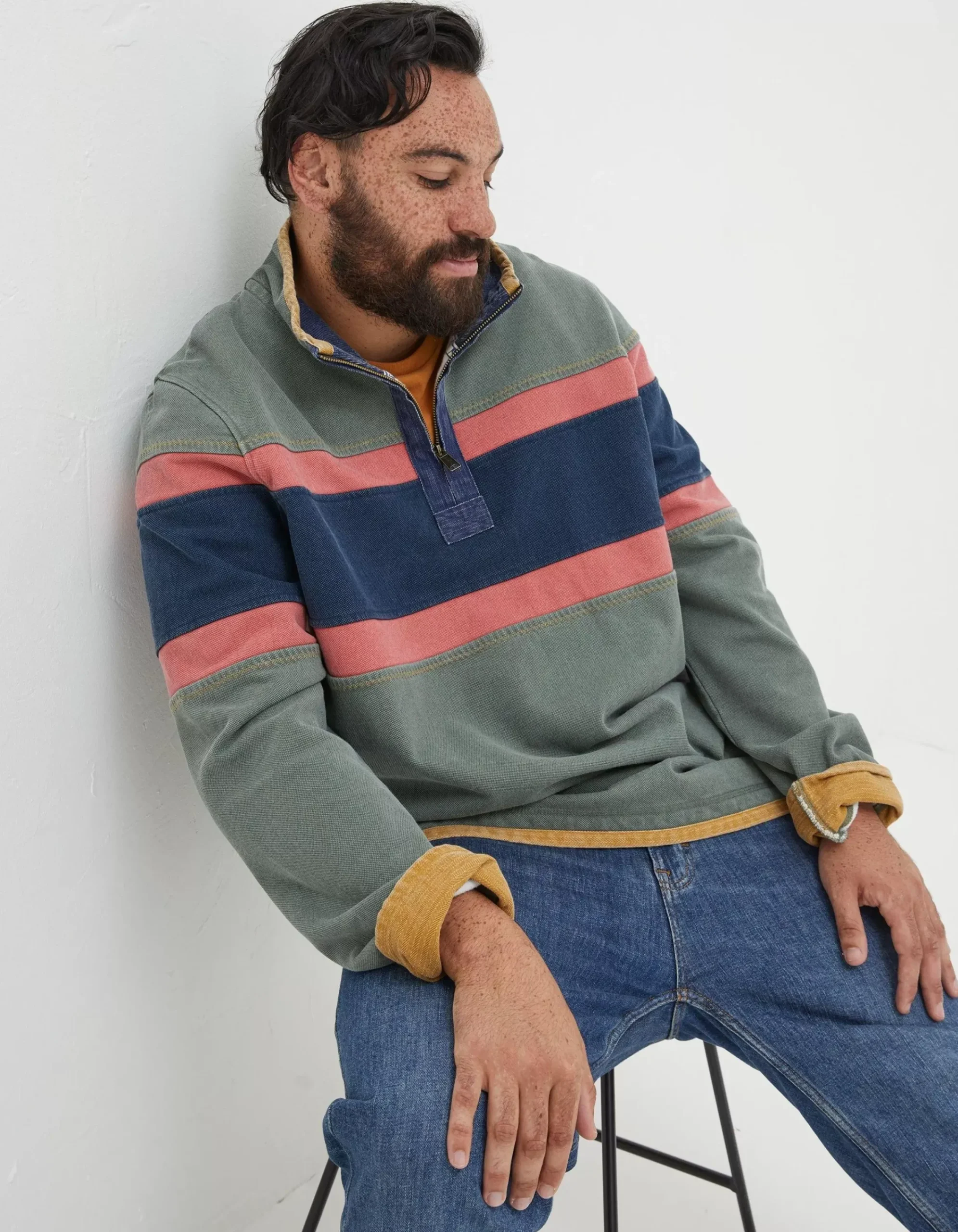 FatFace Airlie Chest Stripe Sweatshirt Green Haze