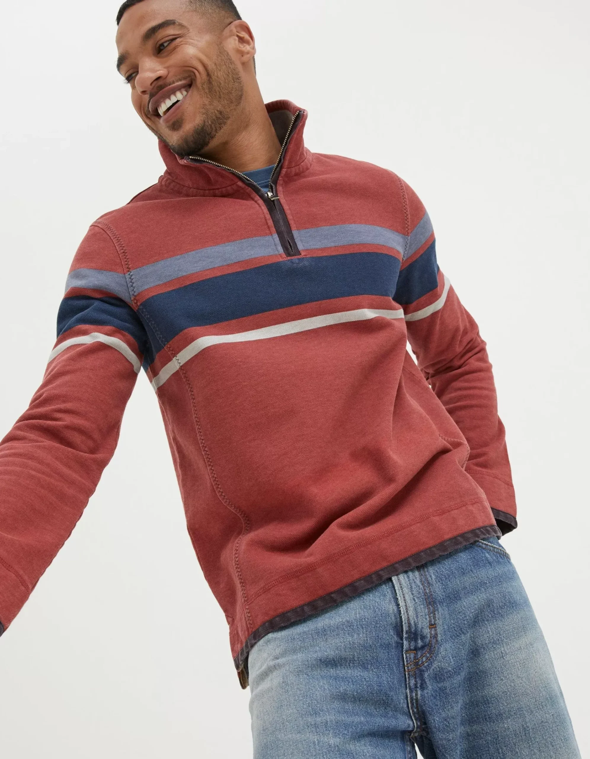FatFace Airlie Chest Stripe Sweatshirt Red