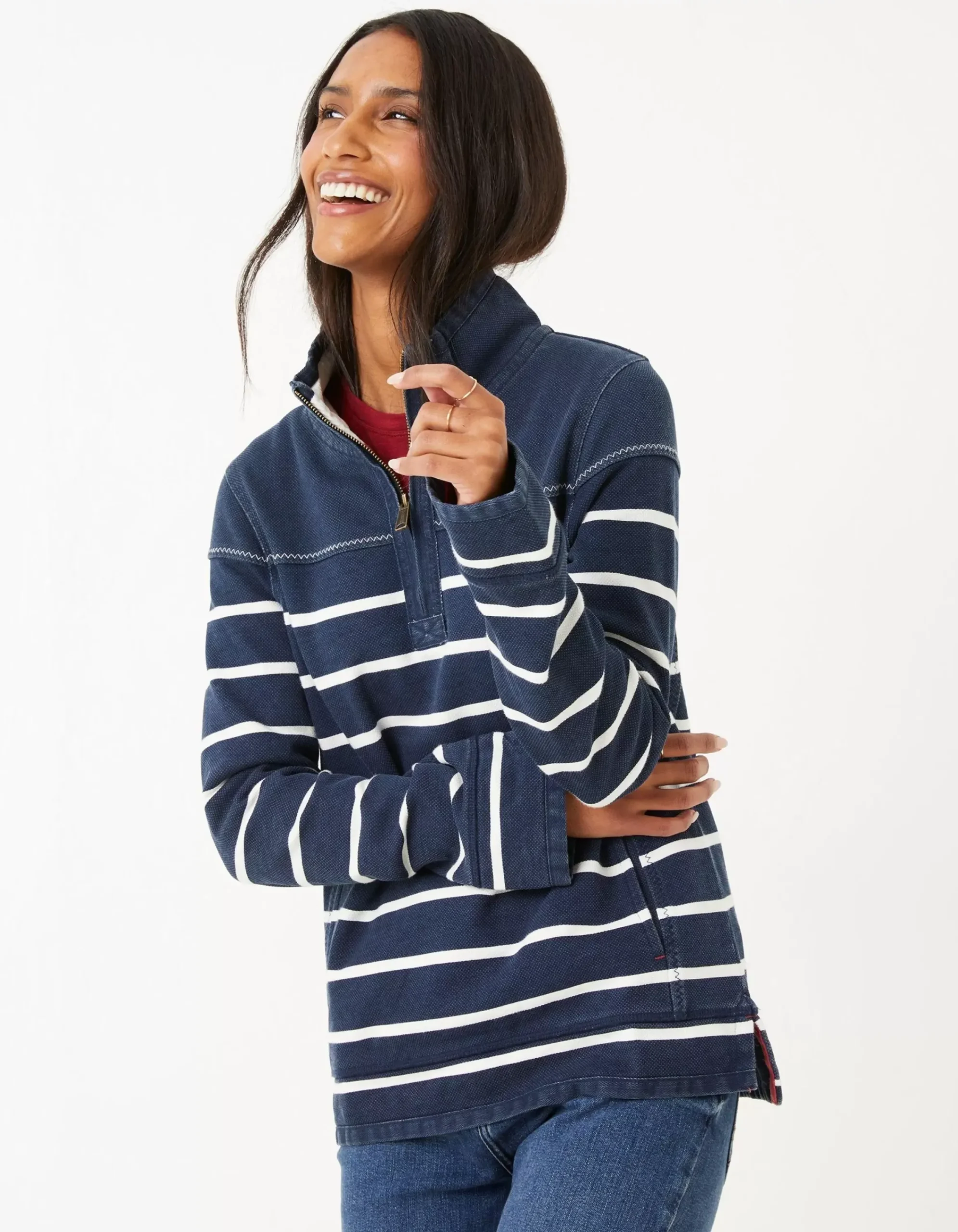 FatFace Airlie Classic Breton Sweatshirt Navy Clearance