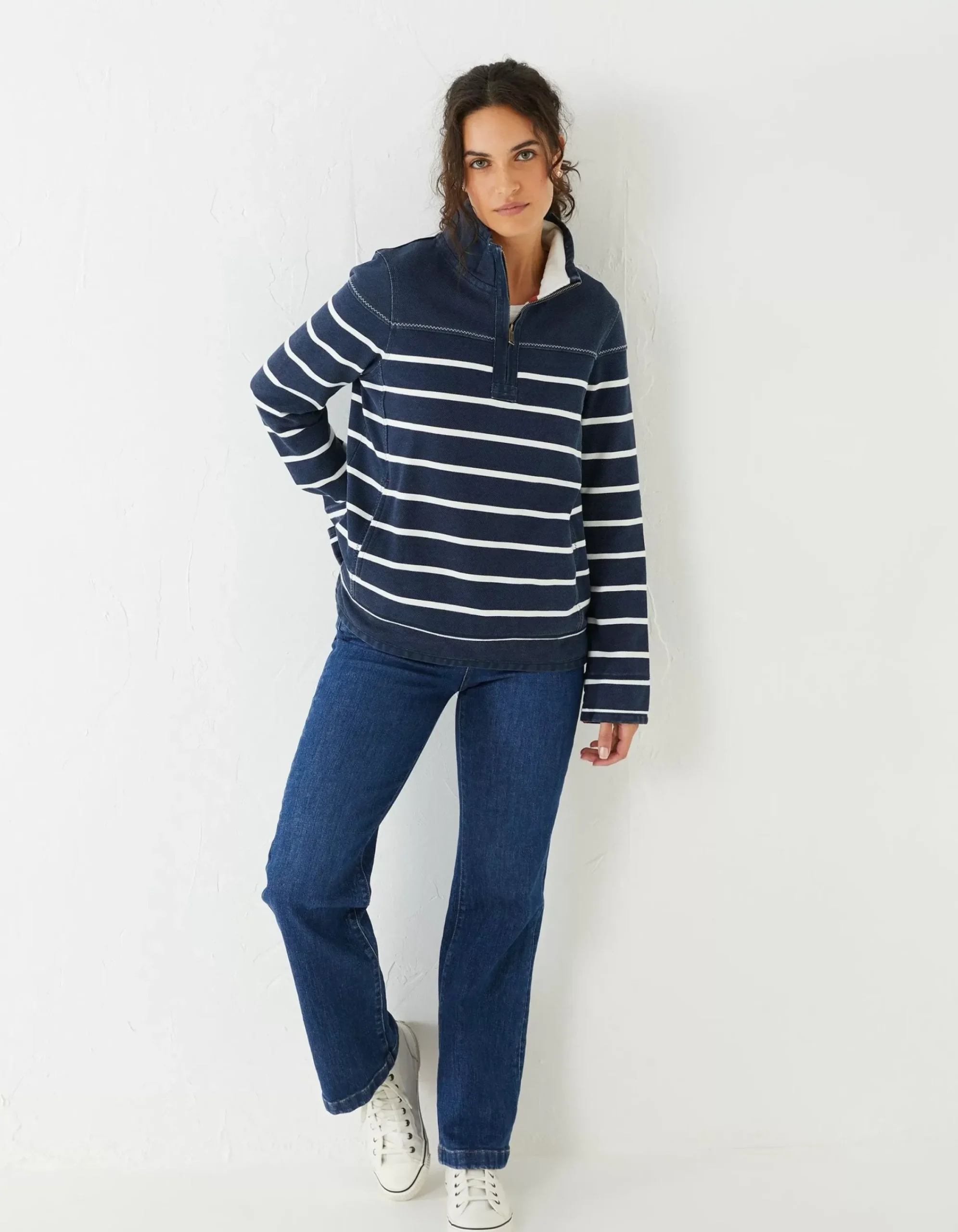 FatFace Airlie Classic Breton Sweatshirt Navy Clearance