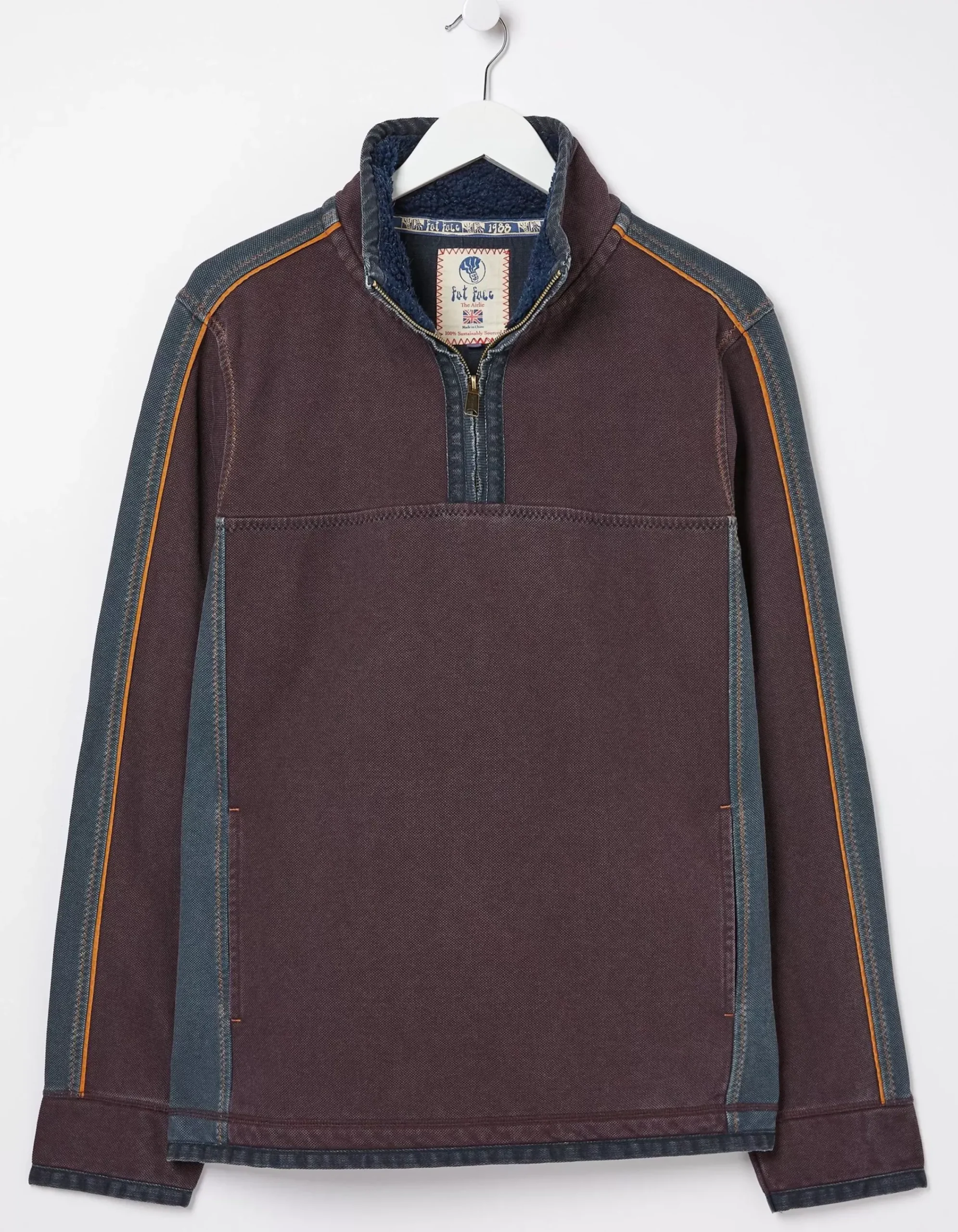 FatFace Airlie Colour Block Sweatshirt Plum Hot
