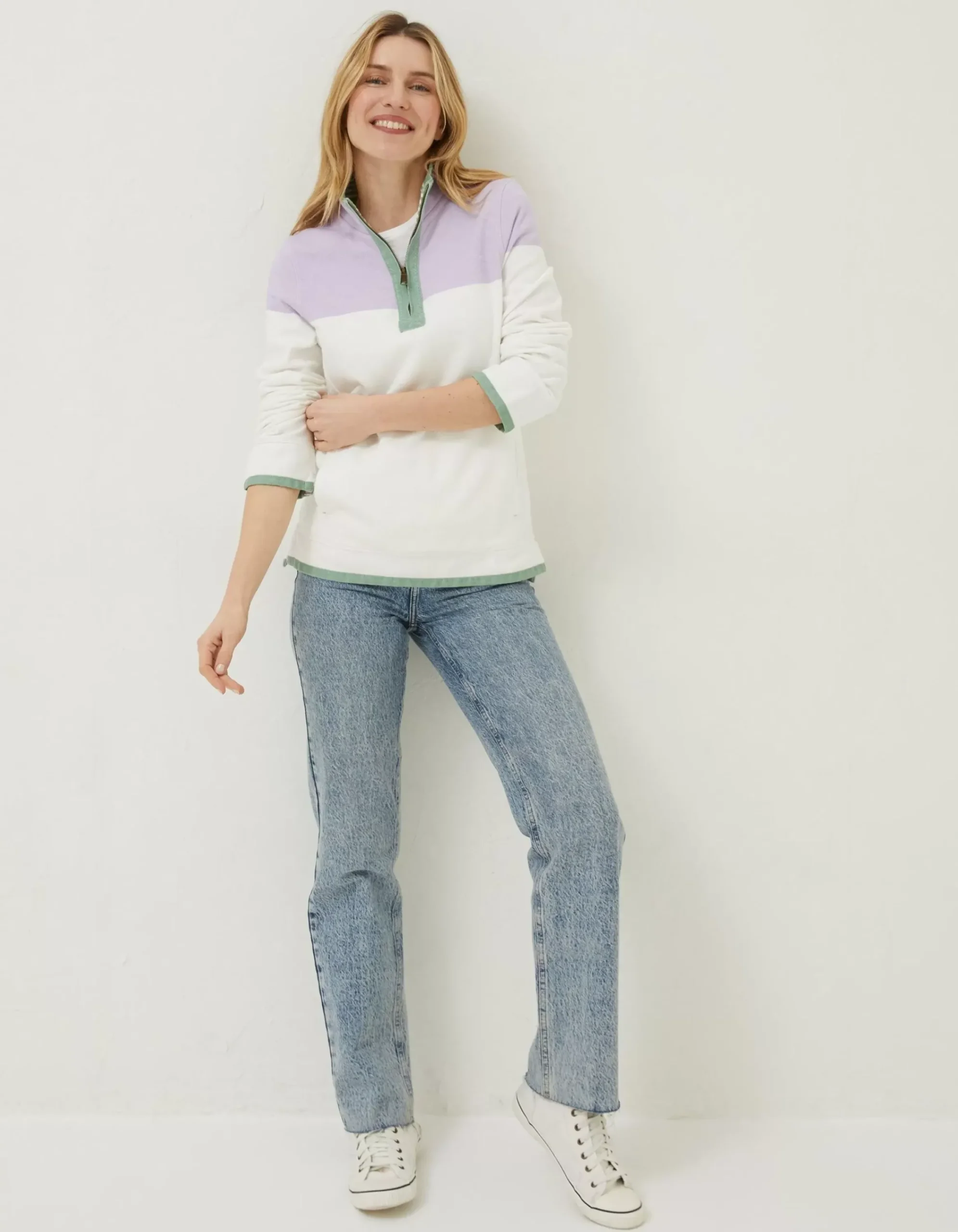 FatFace Airlie Colour Block Sweat Purple Online