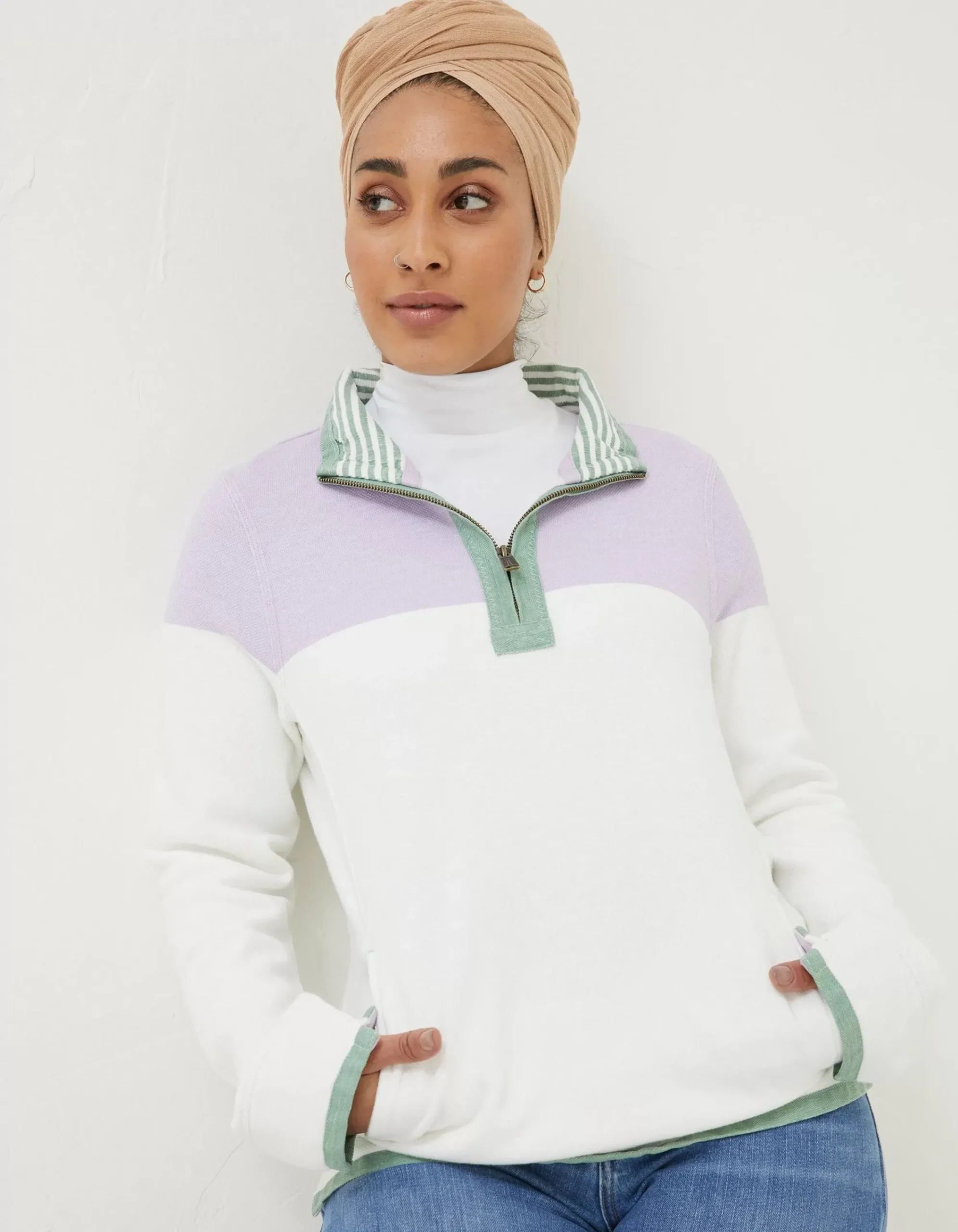 FatFace Airlie Colour Block Sweat Purple Online