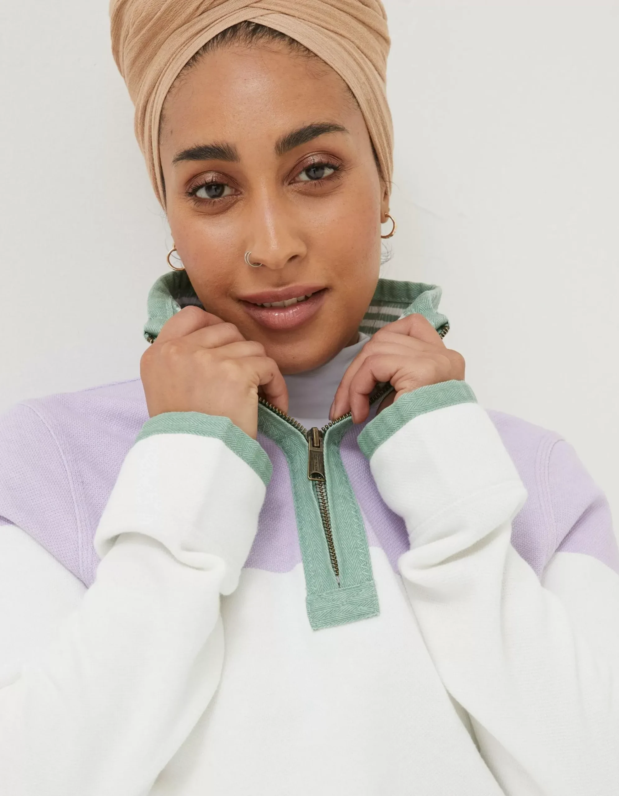 FatFace Airlie Colour Block Sweat Purple Online